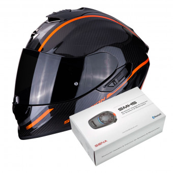 Full Face Scorpion Exo 1400 Air Carbon Grand Orange + Kit Bluetooth Sena SMH5
