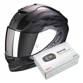 Full Face Scorpion Exo 1400 Air Carbon Obscura Matt Black + Kit Bluetooth Sena SMH5 Solo