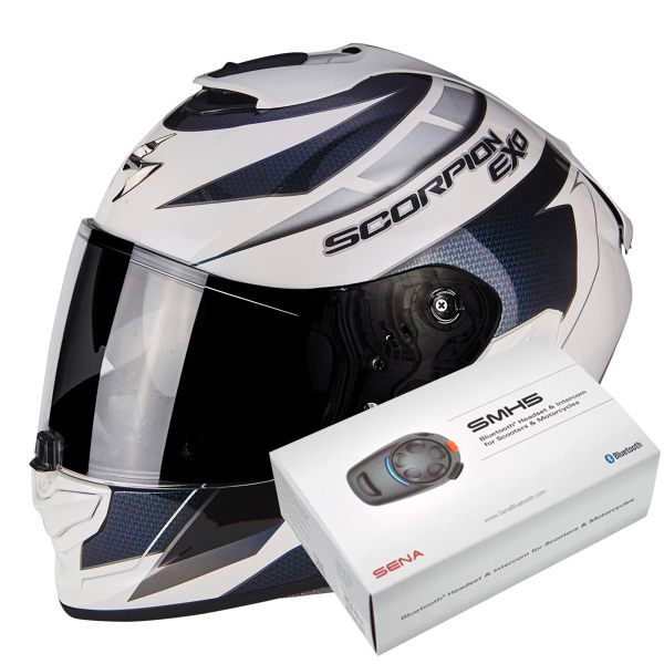 Full Face Scorpion Exo 1400 Air Cup Pearl White Chameleon Blue