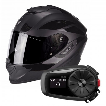Full Face Scorpion Exo 1400 Air Freeway II Matt Black + Kit Bluetooth Sena 5S Solo