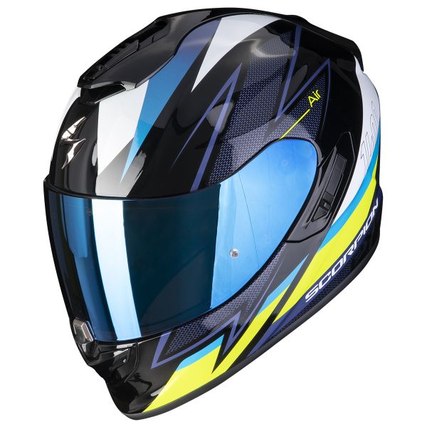 Full Face Scorpion Exo 1400 Evo Air Thelios Black Blue Neon Yellow
