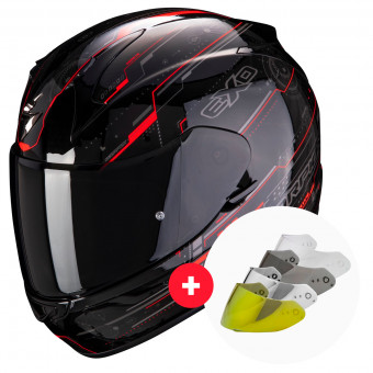 Full Face Scorpion Exo 390 Beat Black Neon Red + Visor