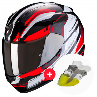 Full Face Scorpion Exo 390 Boost Black White Red + Visor