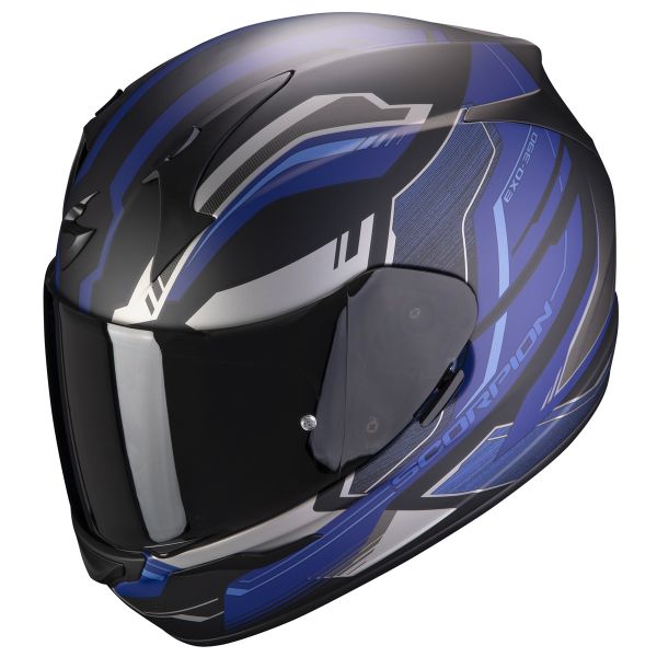 Scorpion Exo 390 Boost Matt Black Silver Blue + Visor