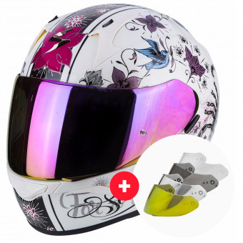 Full Face Scorpion Exo 390 Chica Pearl White Black + Visor