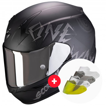 Full Face Scorpion Exo 390 Oneway Matt Black Silver + Visor