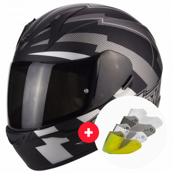 Full Face Scorpion Exo 390 Patriot Matt Black Silver + Visor
