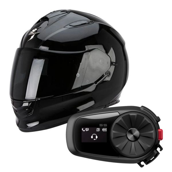Full Face Scorpion Exo 510 Air Black + Kit Bluetooth Sena 5S Solo