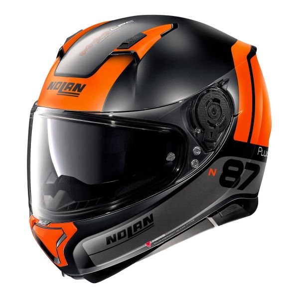 Full Face Nolan N87 Plus Distinctive N-Com Flat Black Orange 26