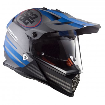 Full Face LS2 Pioneer Quarterback Matt Titanium Blue Blue MX436