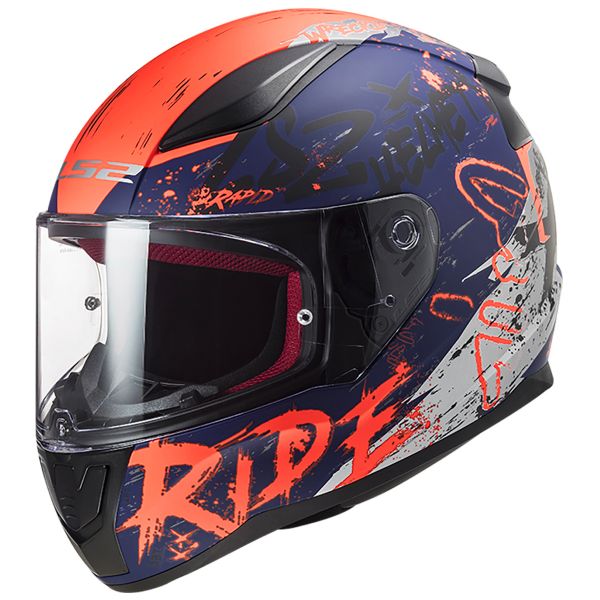 Full Face LS2 Rapid Naughty Matt Black Fluo Orange FF353