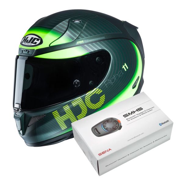 Full Face HJC RPHA 11 Bine MC4HSF + Kit Bluetooth Sena SMH5