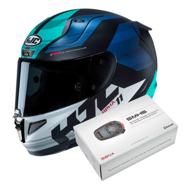 Full Face HJC RPHA 11 Naxos MC2SF + Kit Bluetooth Sena SMH5