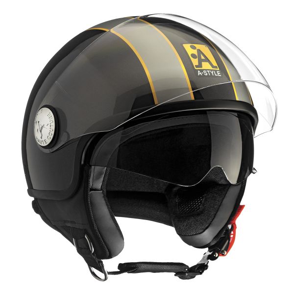 Open Face Astyle A-Style Double Visor Black Grey