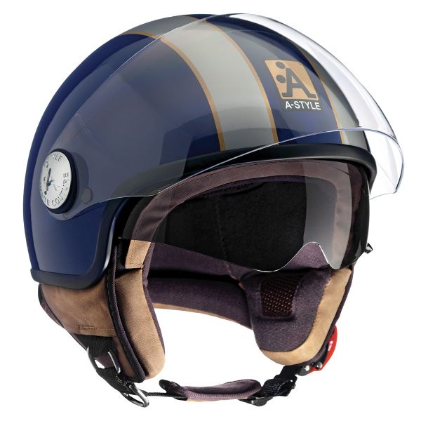 Open Face Astyle A-Style Double Visor Blue Grey