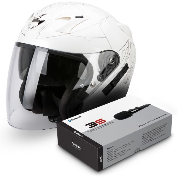 Open Face Scorpion Exo 220 Ion Pearl White Silver