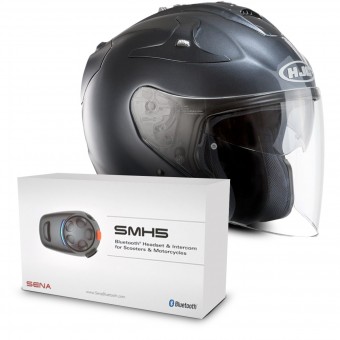 Open Face HJC FG-Jet Charcoal + Sena SMH5 Bluetooth Kit