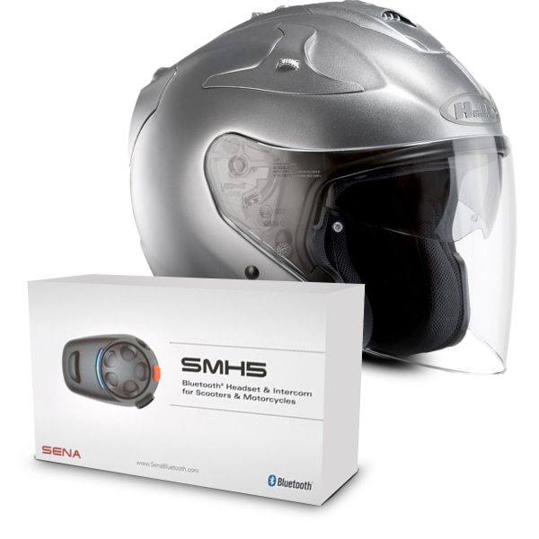 Open Face HJC FG-Jet Grey + Sena SMH5 Bluetooth Kit
