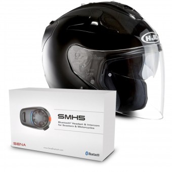 Open Face HJC FG-Jet Black + Sena SMH5 Bluetooth Kit