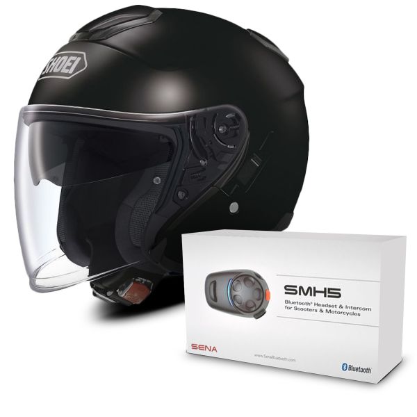 Helmet Shoei J-Cruise Black + Sena SMH5 Bluetooth Kit at the best price
