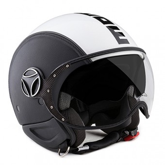 Open Face Momo Design Phantom Leather Black White