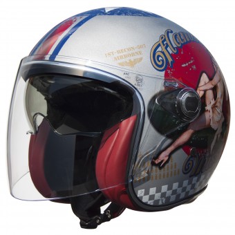 Casque Open Face Premier Vangarde Pinup Old Style Silver Casque Open Face Premier Vangarde Pinup Old Style Silver