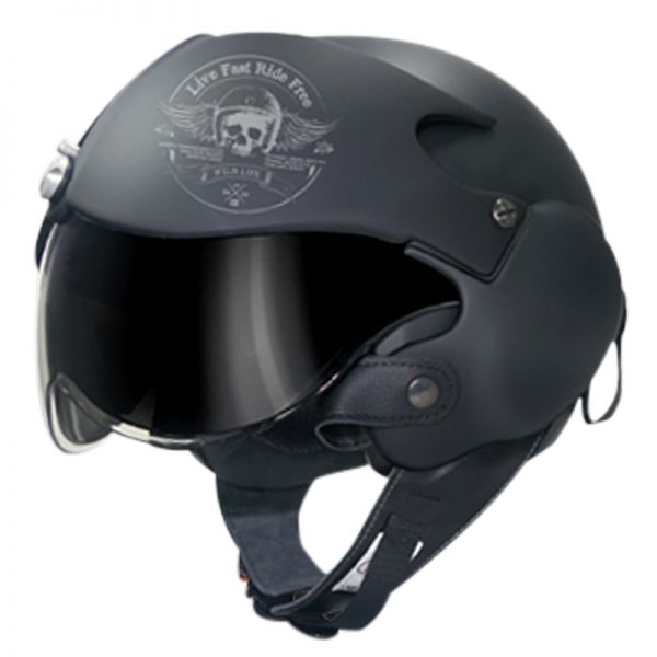 Open Face GPA Aircraft Skull Matt Black