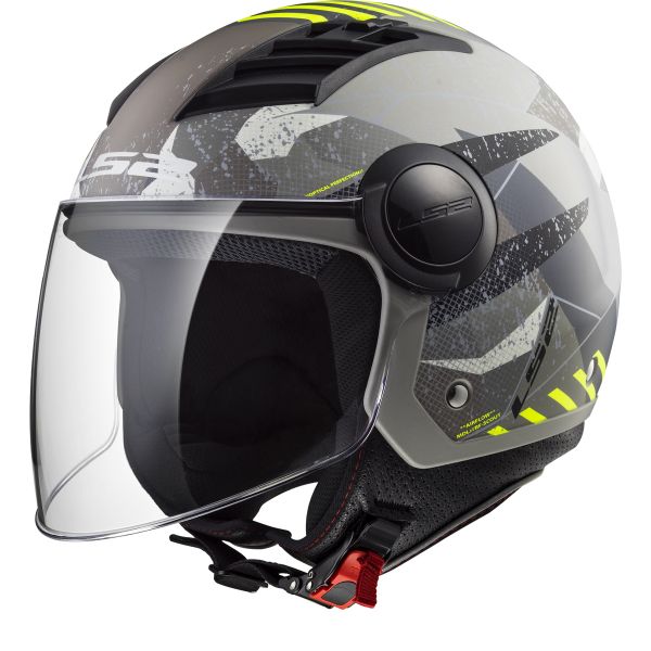 Open Face LS2 Airflow L Camo Matt Titanium Yellow Long OF562