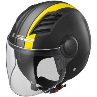 Open Face LS2 Airflow Metropolis Matt Black Yellow Long OF562
