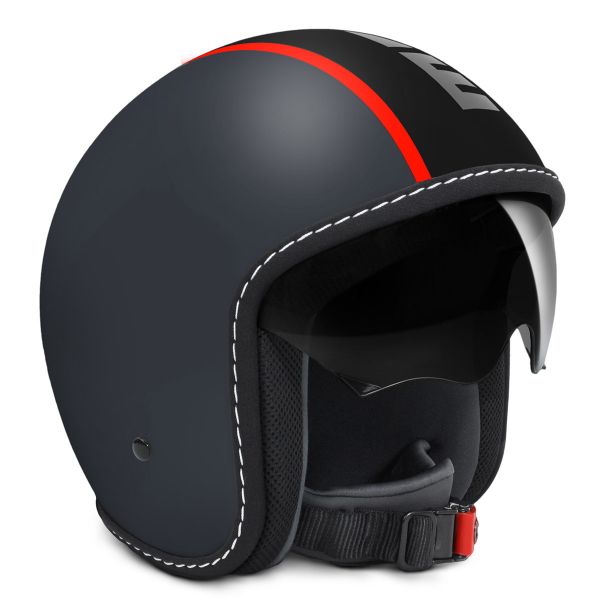 Open Face Momo Design Blade Grey Matt Red Neon