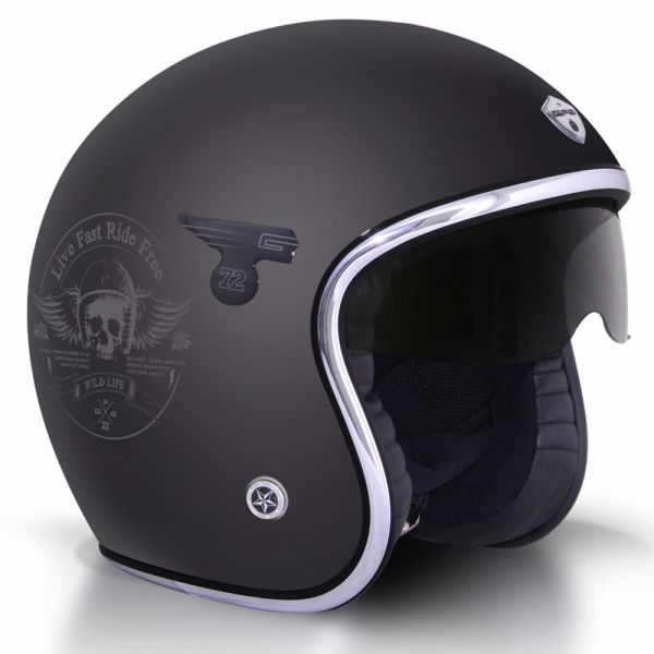 Open Face GPA Carbon Solar Skull Matt Black