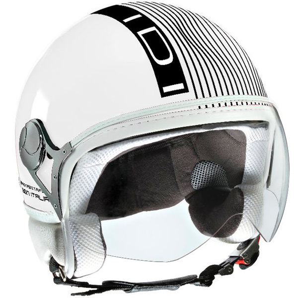 Motorcycle Helmet IDI Stripes Fluo White - Black