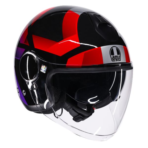 Open Face AGV Eteres Camogli Black Red Purple