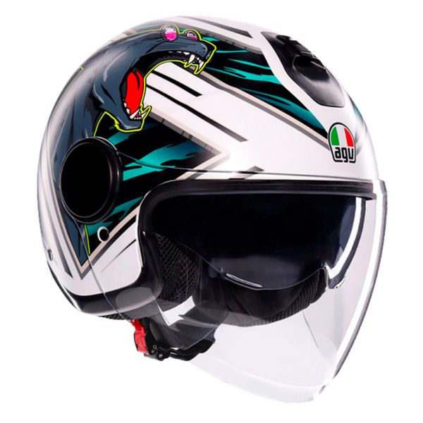 Open Face AGV Eteres Ghepard Matt White Black Green