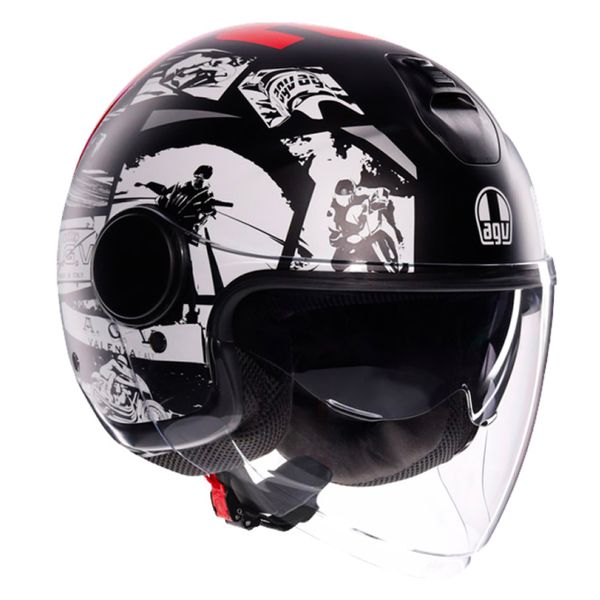 Open Face AGV Eteres History Matt Black White Red