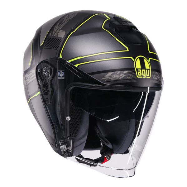 Open Face AGV Irides Zagabira Matt Grey Yellow Fluo
