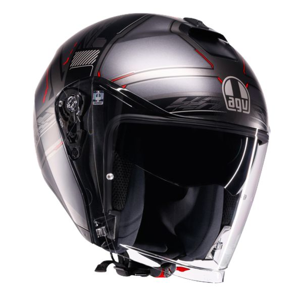 Open Face AGV Irides Zagabira Matt Gunmetal Red