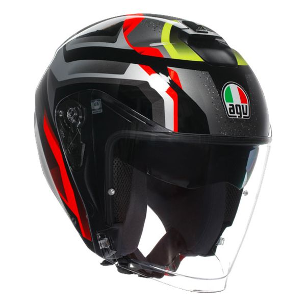 Open Face AGV Irides Zurigo Black Red Yellow Fluo