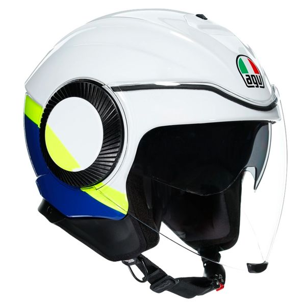 Open Face AGV Orbyt Block White Blue Yellow Fluo