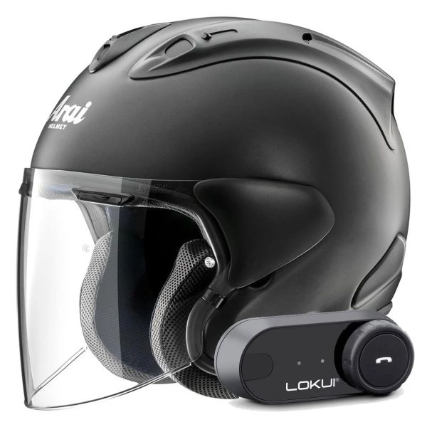 Open Face Arai SZ-R Vas Evo Matt Black + Kit Bluetooth Lokui K30 Open Face Arai SZ-R Vas Evo Matt Black + Kit Bluetooth Lokui K30