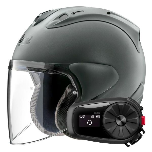 Open Face Arai SZ-R Vas Evo Matt Green + Kit Bluetooth 5S Solo