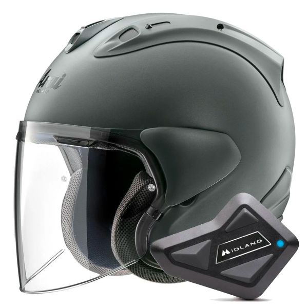 Open Face Arai SZ-R Vas Evo Matt Green + Kit Bluetooth BT Mini Open Face Arai SZ-R Vas Evo Matt Green + Kit Bluetooth BT Mini