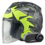 Casque Open Face Arai SZ-R Vas Evo Mimesis Yellow + Kit Bluetooth Lokui K30