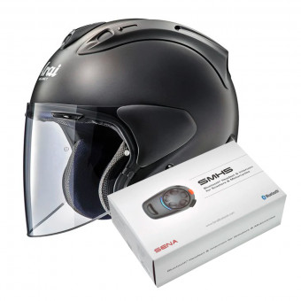 Open Face Arai SZ-R Vas Frost Black + Kit Bluetooth Sena SMH5