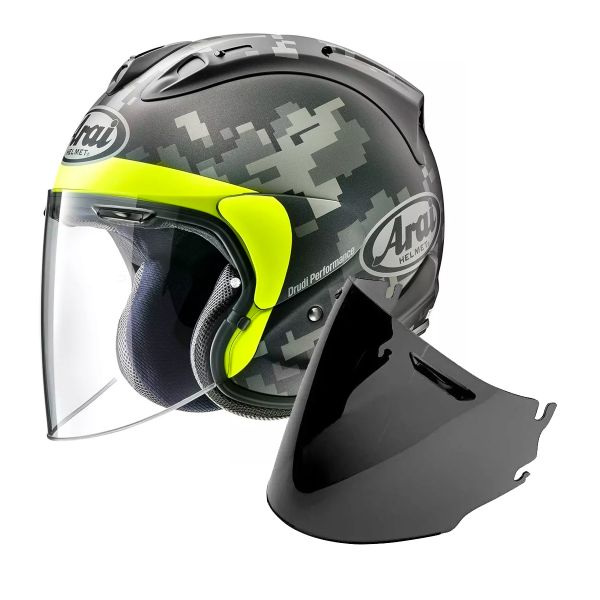 Open Face Arai SZ-R Vas Mimetic Black + Visor