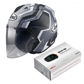 Open Face Arai SZ-R Vas RSW Black + Kit Bluetooth Sena SMH5