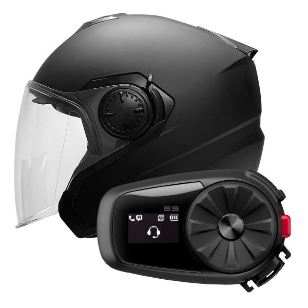 Open Face Awax Awax Jet 22.06 Matt Black + Kit Bluetooth 5S