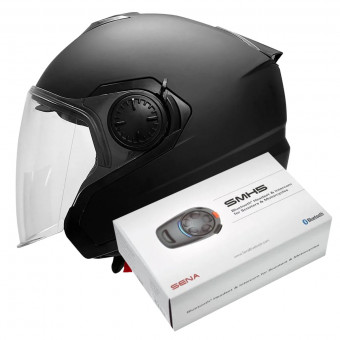 Open Face Awax Awax Jet 22.06 Matt Black + Kit Bluetooth SMH5 Solo