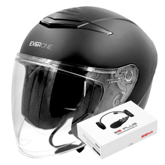 Open Face Everone RX31-Jet Matt Black + Kit Bluetooth 3S Plus