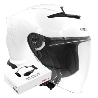 Open Face Everone RX31-Jet Shiny White + Kit Bluetooth 3S Plus